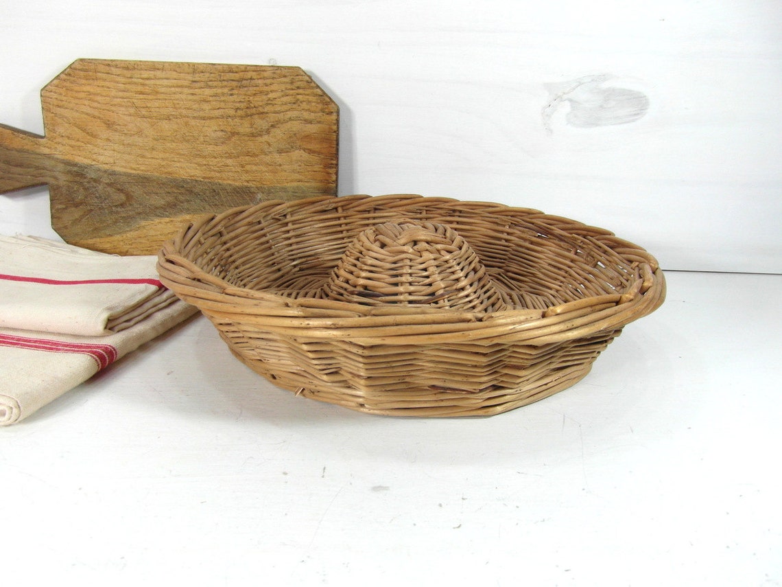 Round bakers basket French vintage bread basket willow Etsy