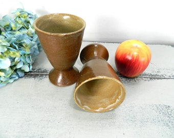 Pair of mazagran cups, brown stoneware goblets, coffee cups