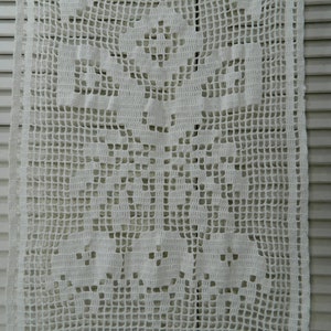 Crochet lace, cafe curtain, window curtain, cotton handmade vintage image 6