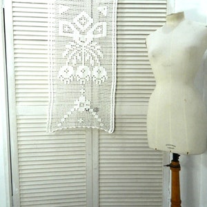 Rideau en dentelle au crochet, coton fait main vintage image 3