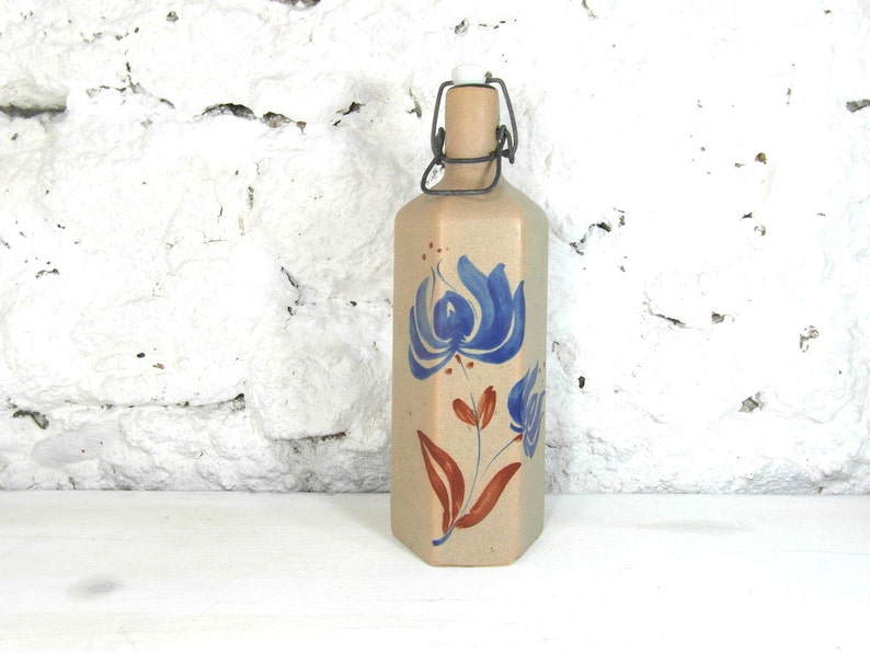 Pottery Bottle Ceramic Bottle Vase Hand Painted Stoneware Etsy