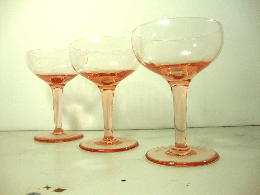 3 Pink Champagne Glasses. Etsy