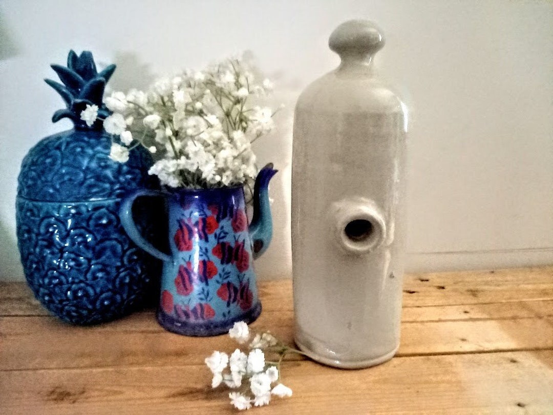 Stoneware Hot Water Bottle Bed Warmer Pottery Bottle Ponts Etsy