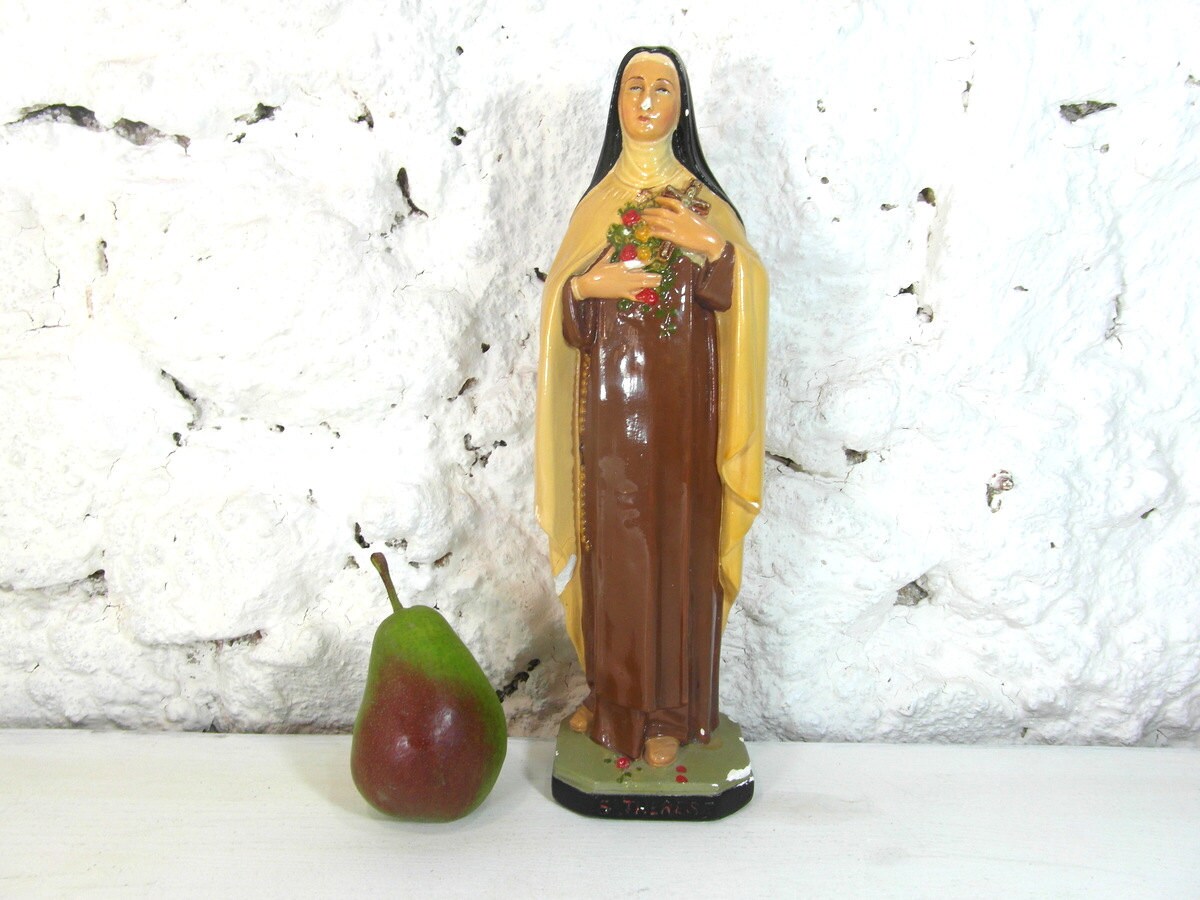 Statuette de Ste Therese Lisieux en Platre, 1920, 32 cm