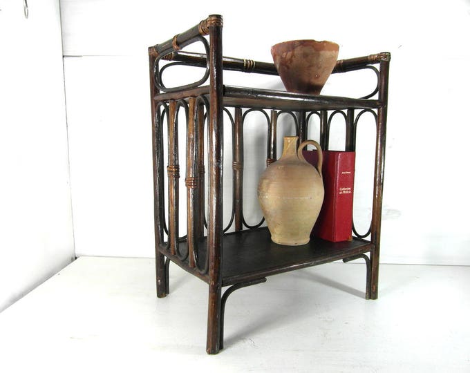 Vintage Wicker Shelving Unit Rattan Bookcase Bathroom Etsy