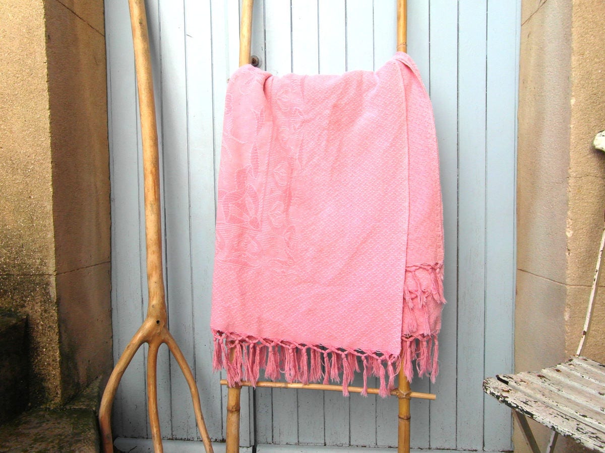 Couvre Lit Double, Rose en Cotton, Vintage