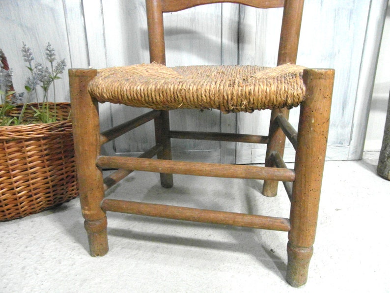 farmhouse chair with straw seat French prayer chair