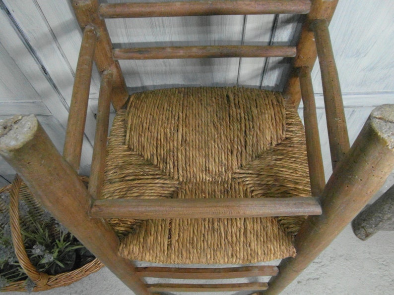 farmhouse chair with straw seat French prayer chair