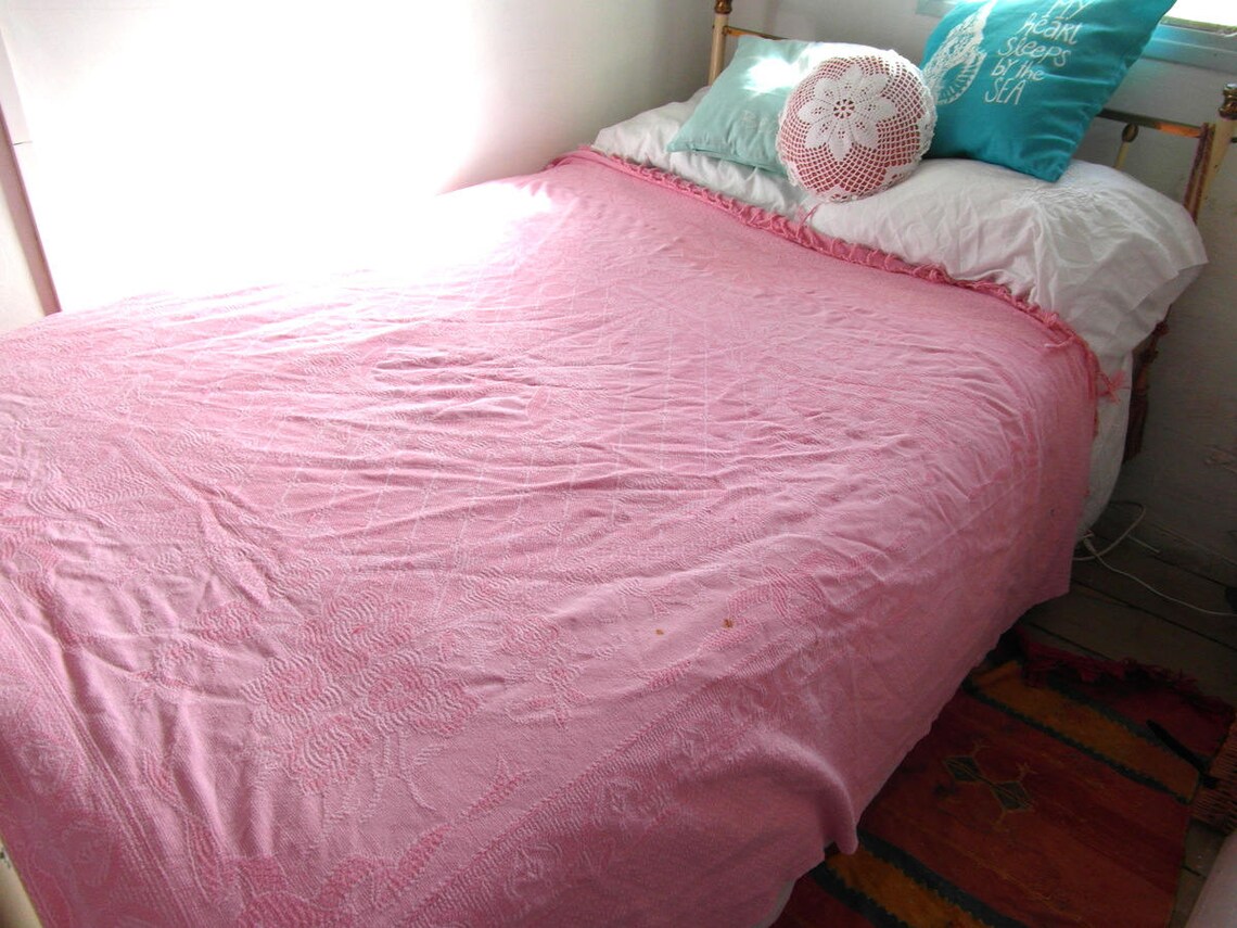 Pink Cotton Blanket Throw Coverlette Bedspread Cover Etsy
