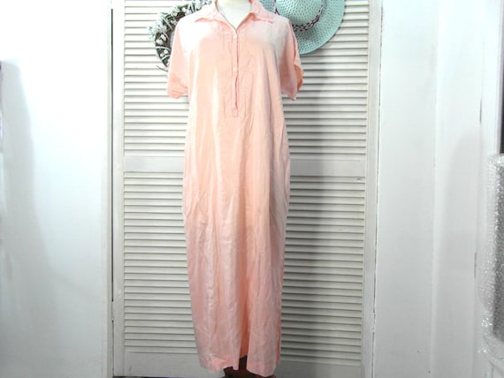 Pink silk night gown, size M / L, French lingerie.