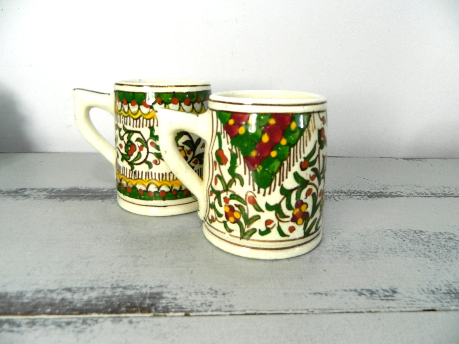 Paire de Mugs en Céramique Peints à La Main, Tasses Café