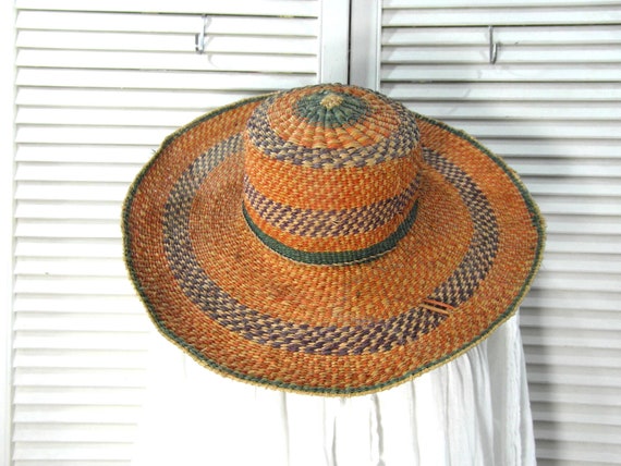 Wide brimmed African straw hat