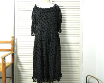 50's style chiffon party dress size M, French vintage