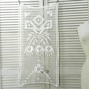 Rideau en dentelle au crochet, coton fait main vintage image 5