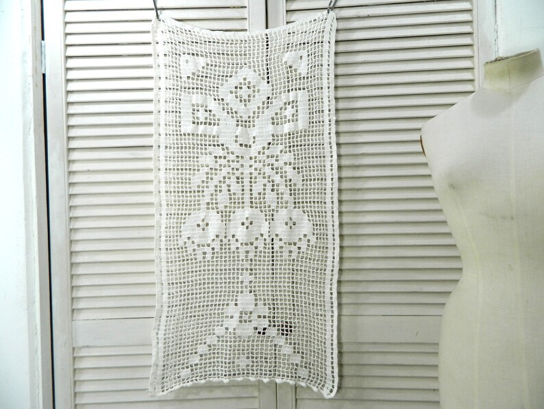 Crochet lace, cafe curtain, window curtain, cotton handmade vintage image 5