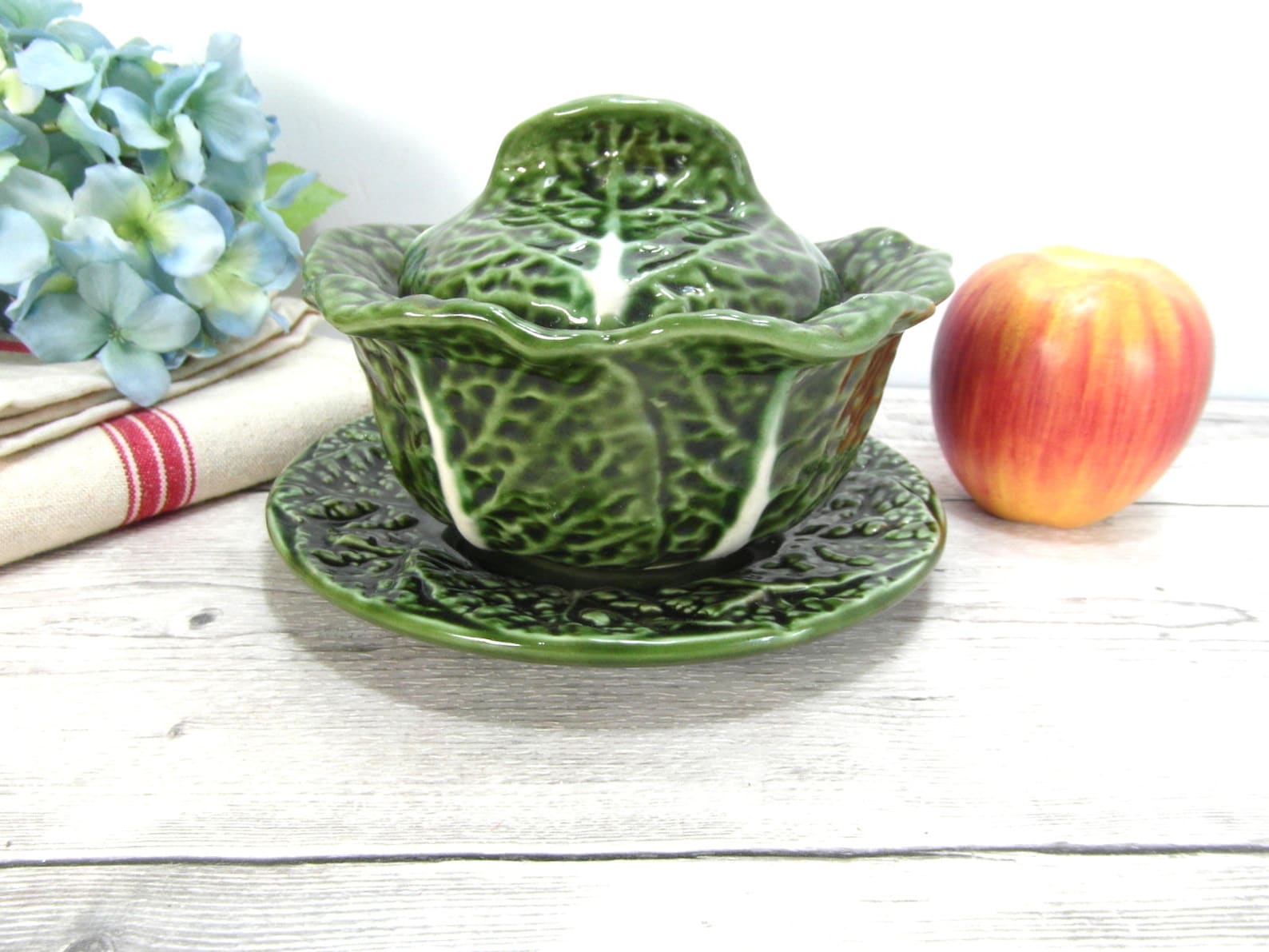 Cabbage leaf bowl and plate made in Portugal Etsy