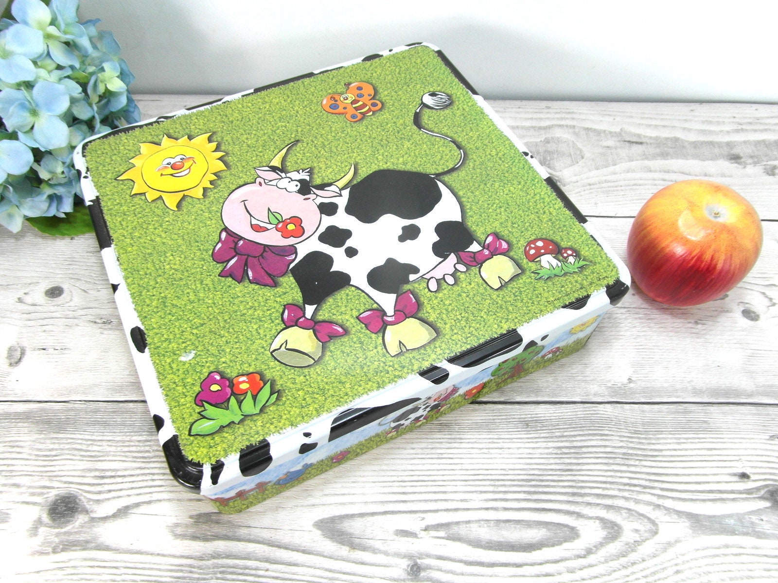 Boîte à Biscuits Vintage, Illustré de Vaches