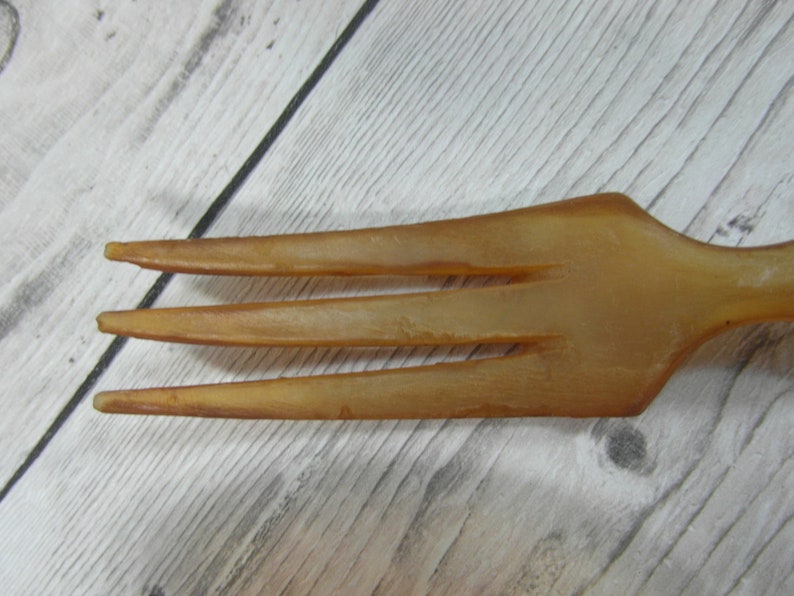 spoon /& fork horn and metal French antique salad serving set