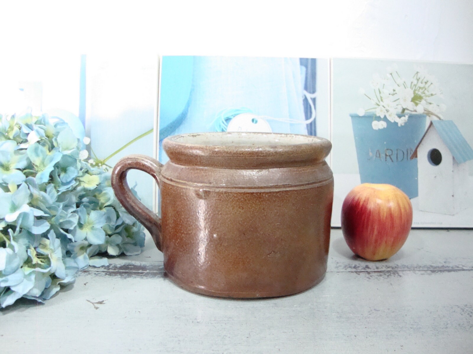 Pot en Grès avec Poignées, Vintage