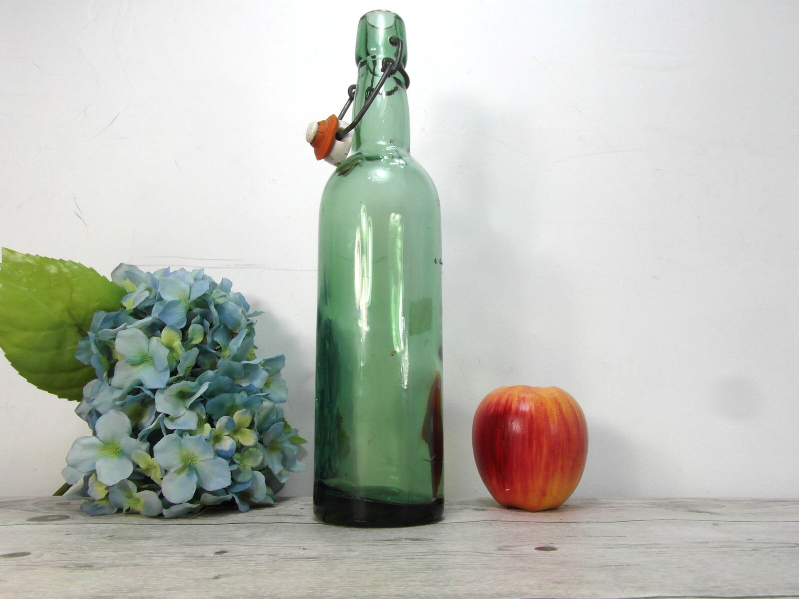Vintage green glass beer bottle with porcelain lid Etsy