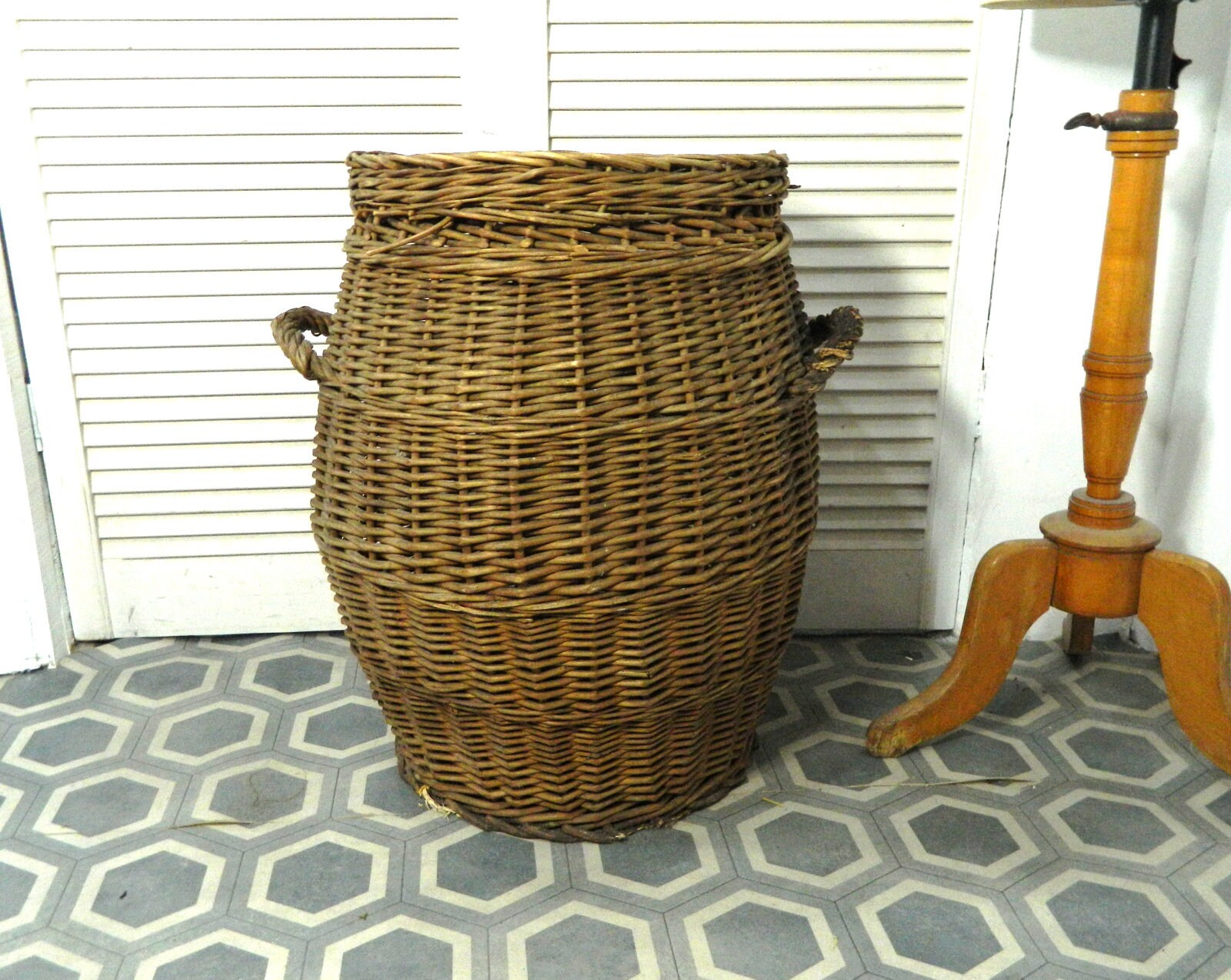 Cesta de ropa grande cesta de mimbre grande tapada | Etsy