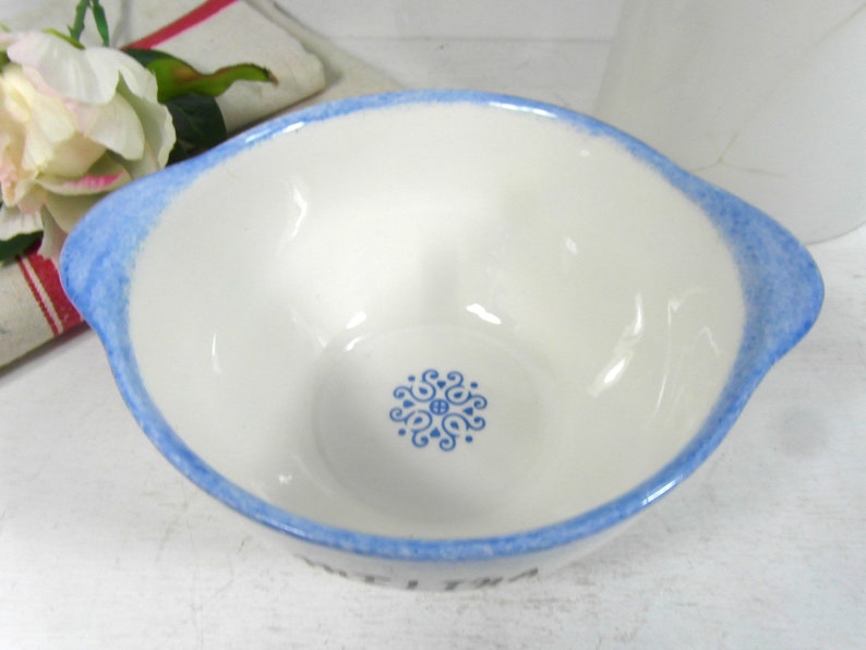 blue pottery bowl personalised cafe au lait bowl Ceramic breakfast bowl