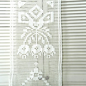 Rideau en dentelle au crochet, coton fait main vintage image 4