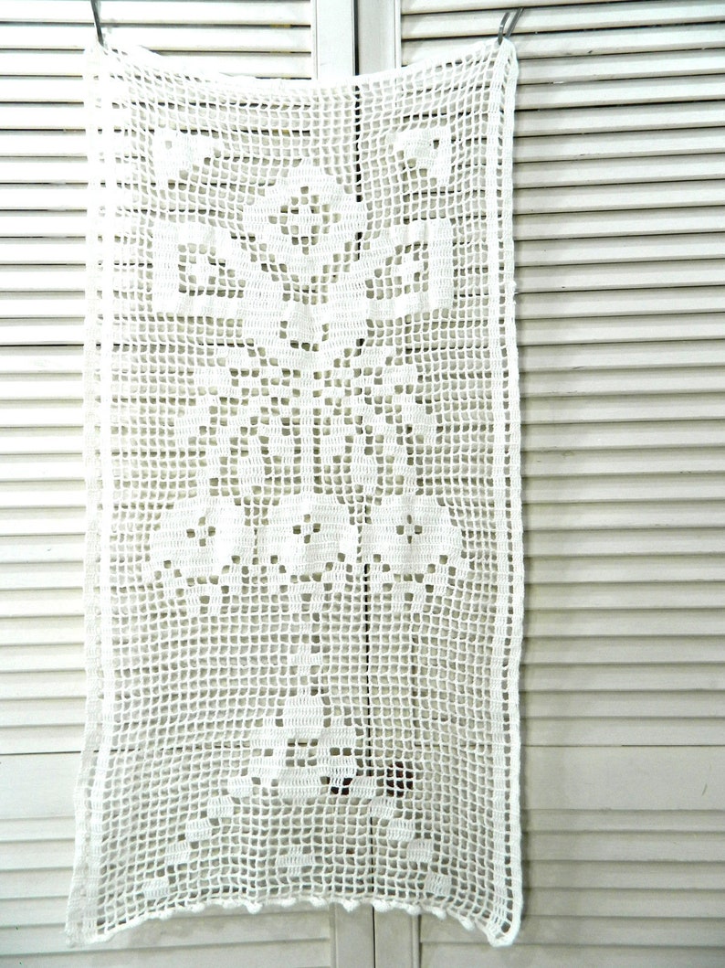 Crochet lace, cafe curtain, window curtain, cotton handmade vintage image 4