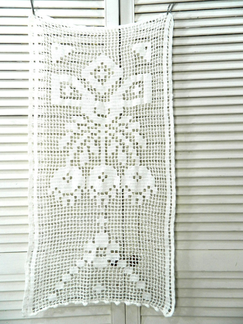 Rideau en dentelle au crochet, coton fait main vintage image 4