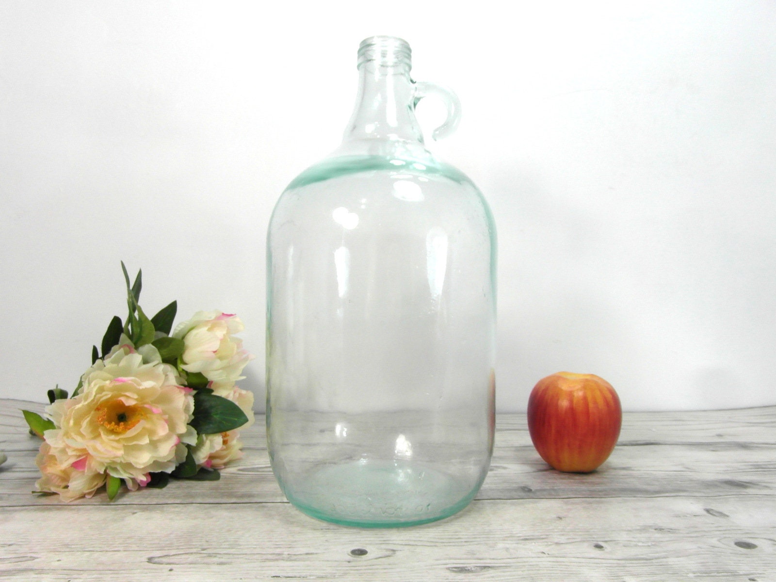 Dame Jeanne de 3 Litres, Le Verre Clair, Vintage.