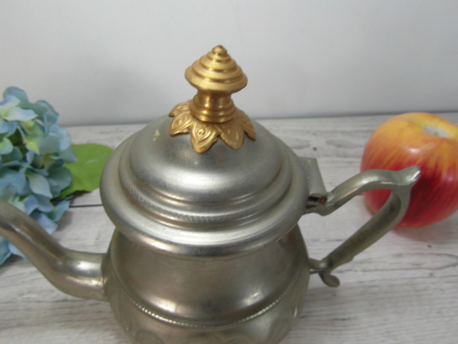 Small embossed metal teapot 2 cup teapot Etsy