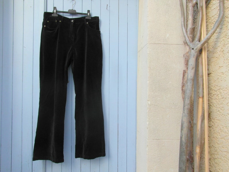 vintage clothing made in France by Wrap size M L Black velvet trousers