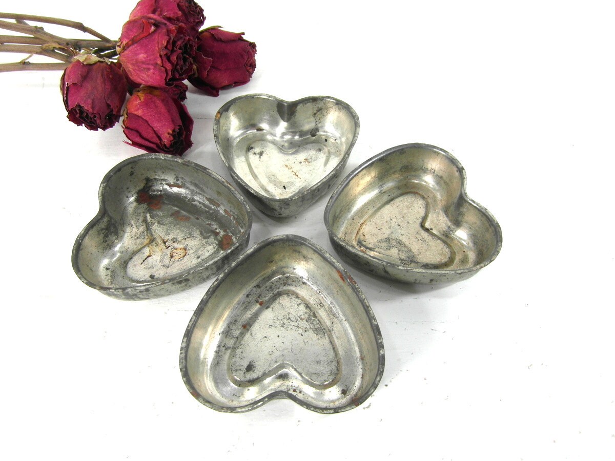 4 small heart shaped baking tins cake moulds cake tins tea Etsy