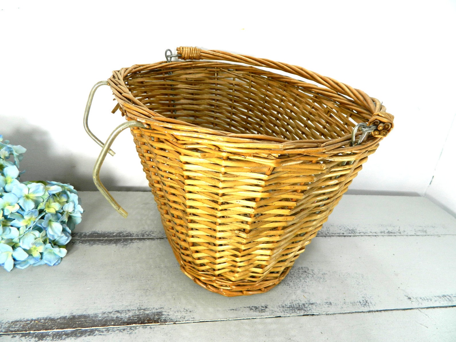 French vintage wicker bicycle basket market basket Etsy