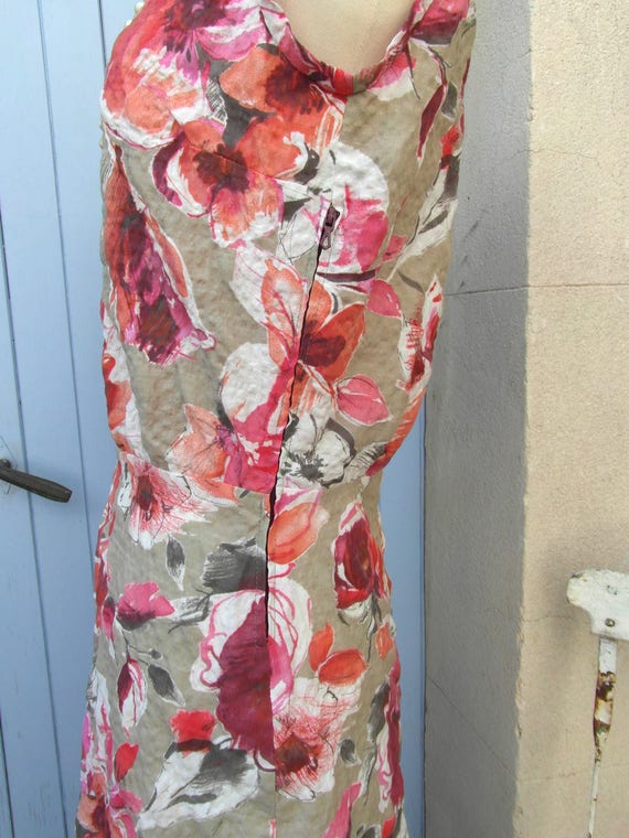 60's style cotton pencil dress, floral summer dre… - image 8