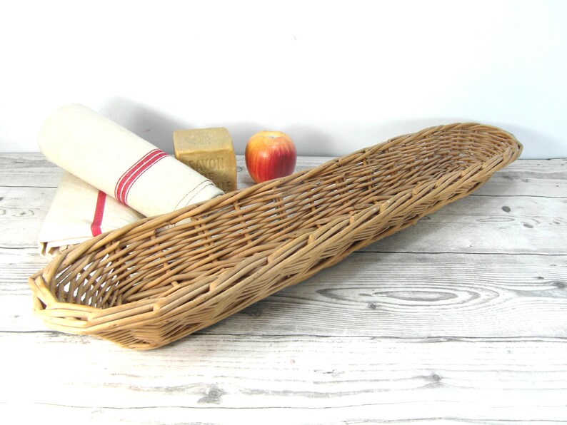 Long baguette basket French vintage wicker bread basket Etsy