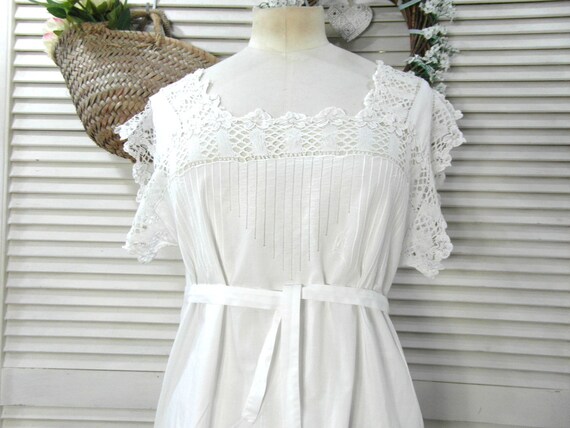 French antique cotton nightdress, size S