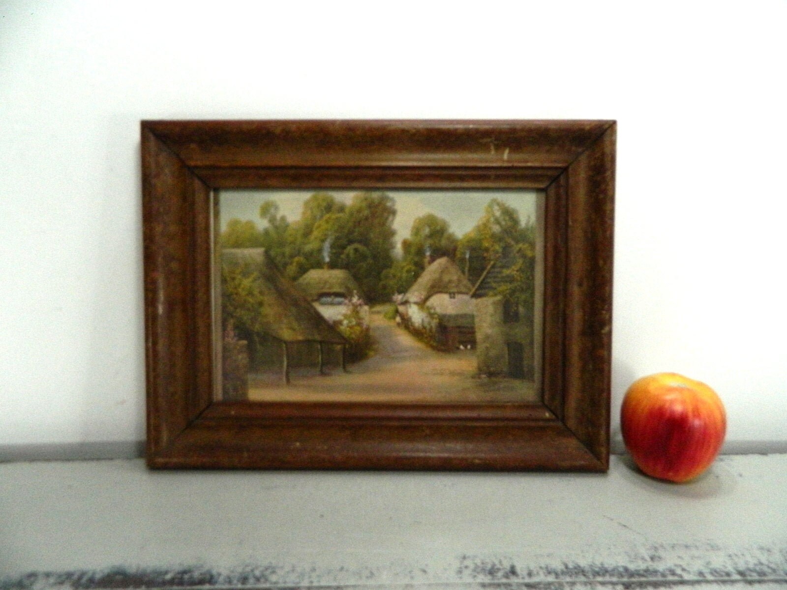 Petite Peinture à L'huile de Paysage Encadrée, Signée Prochaika