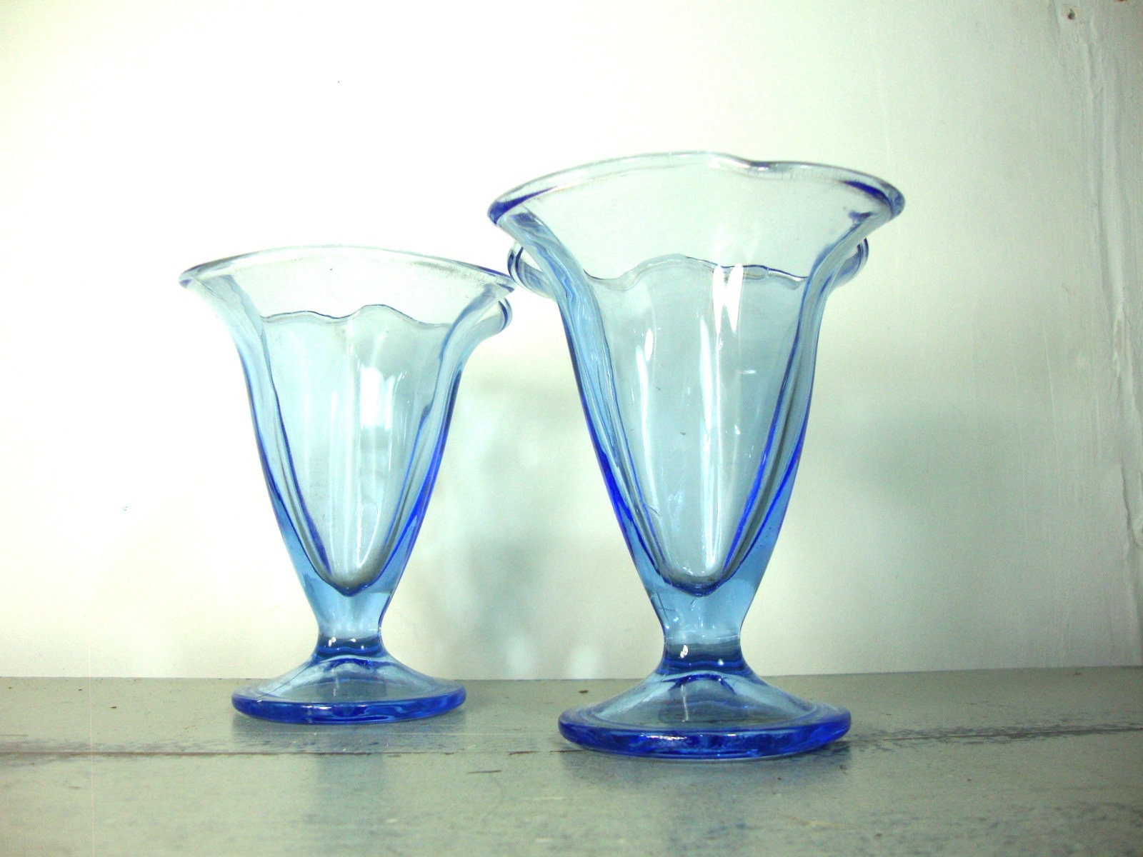 Ensemble de 2 Coupes à Glace en Verre, Sorbet Vintage