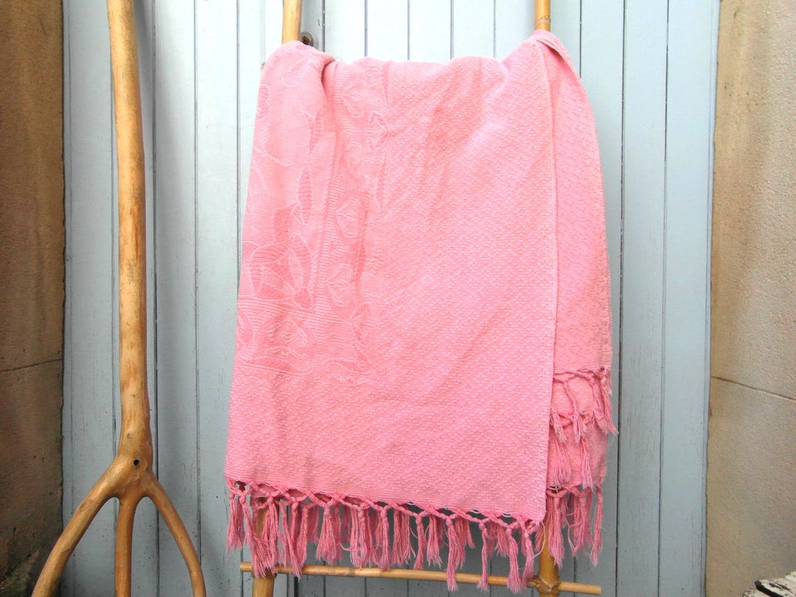 Pink Cotton Blanket Throw Coverlette Bedspread Cover Etsy