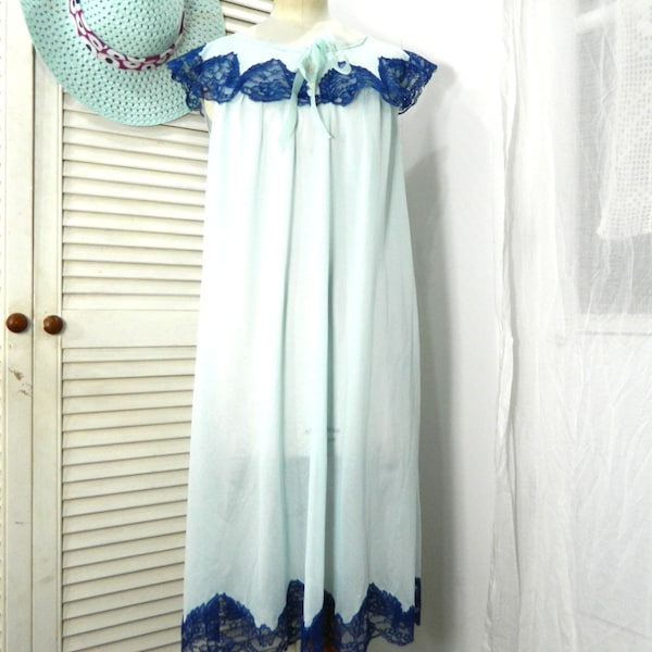 Nuisette Vintage Style Babydoll En Nylon - Taille M/L Bleue