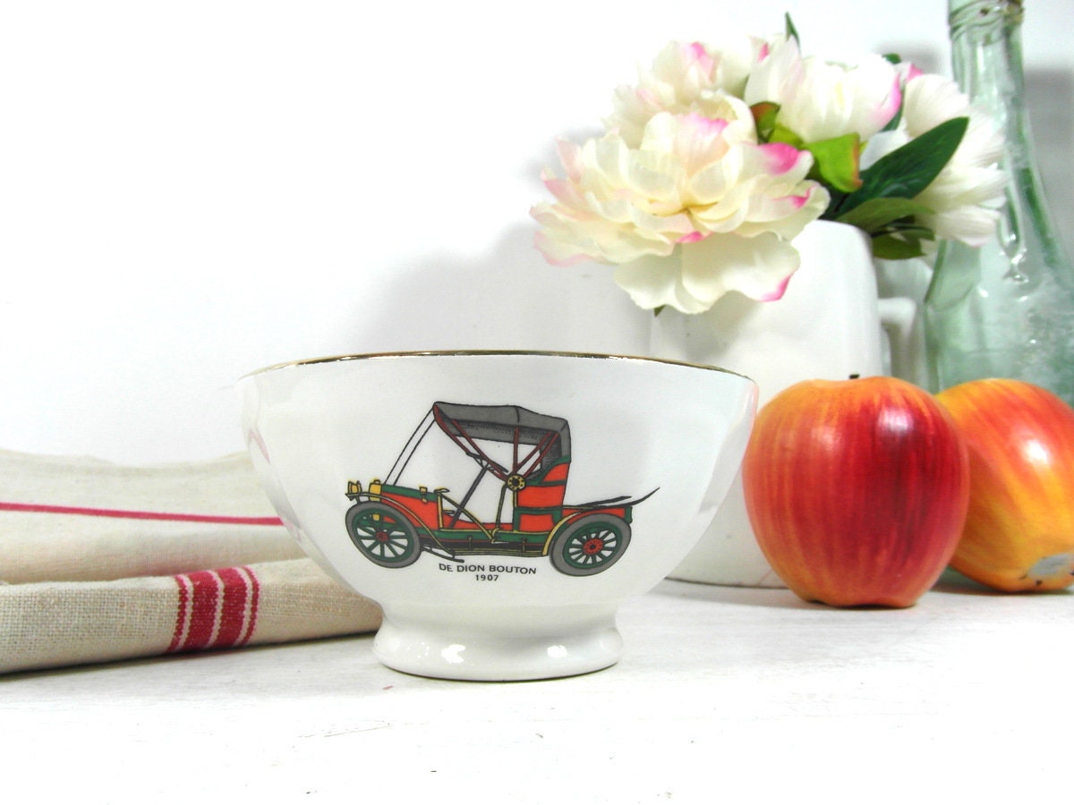 Bol à Café Au Lait en Céramique Blanche et Dorée.