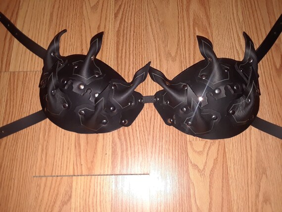 C, D & DD Cup Black Leather Black Leather Claw Bra With Black Hardware 