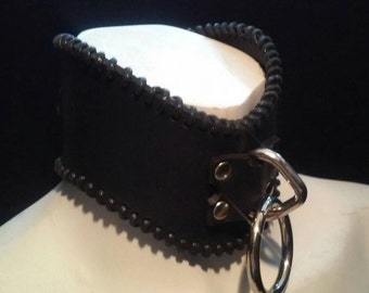 One Ring Black Leather Posture Collar