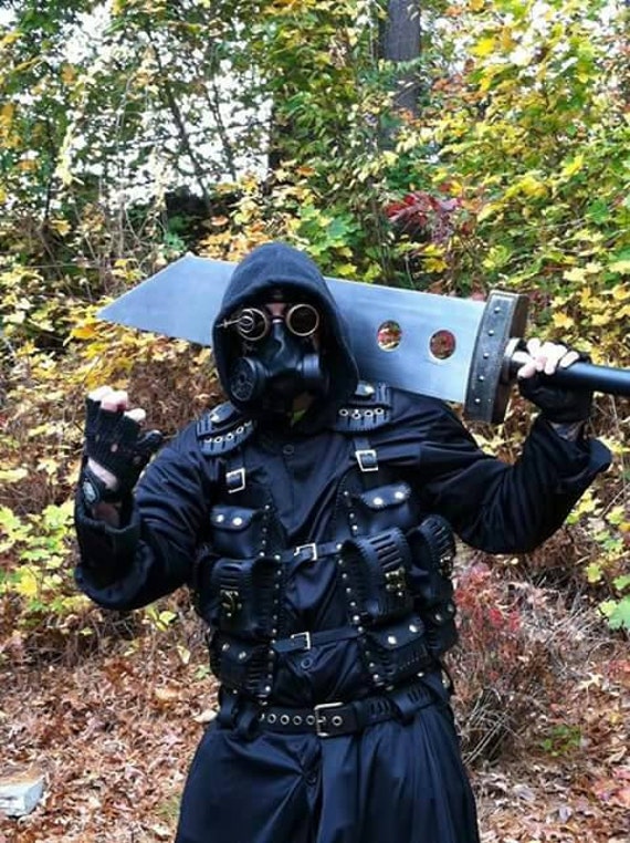Post Apocalyptic Black Leather Tactical Vest L-3XL 