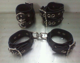 Black Leather Cuffs With Buckles