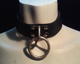 Leather Collar With Bondage Ring (your choice of 1, 2 or 3 rings with collar)