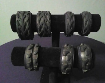 Post Apocalyptic Bicycle Tire Black Leather Bracelet
