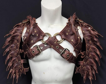 Black Leather Shoulder Harness with Claw Pauldrons