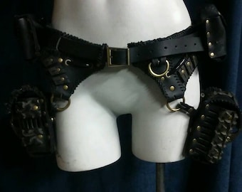 Black Leather Post Apocalyptic Garter Belt